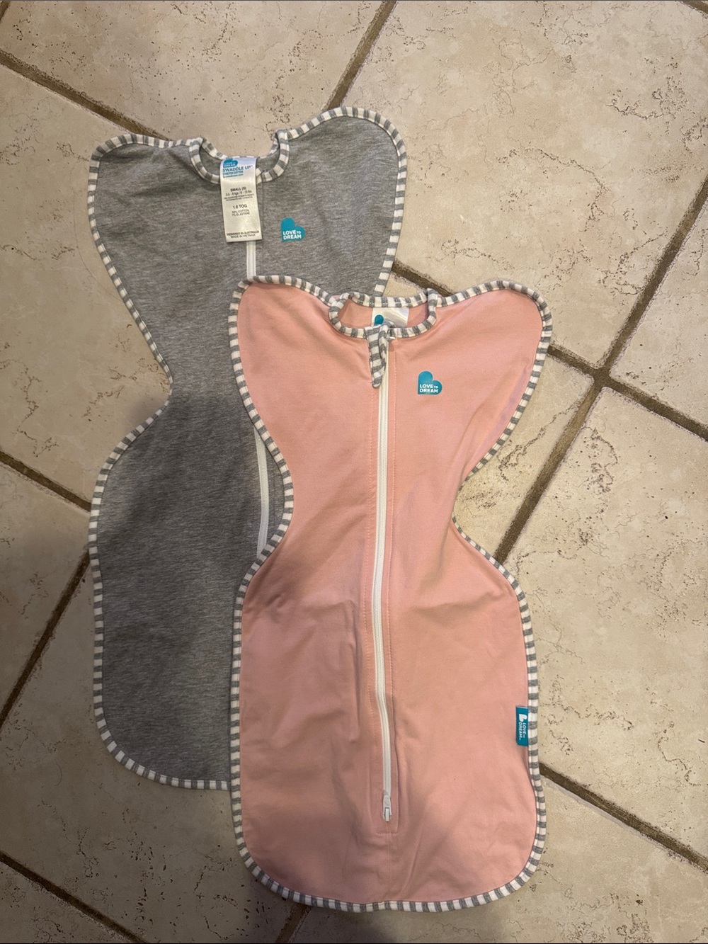 Love to Dream Pink and Gray Wing Swaddles